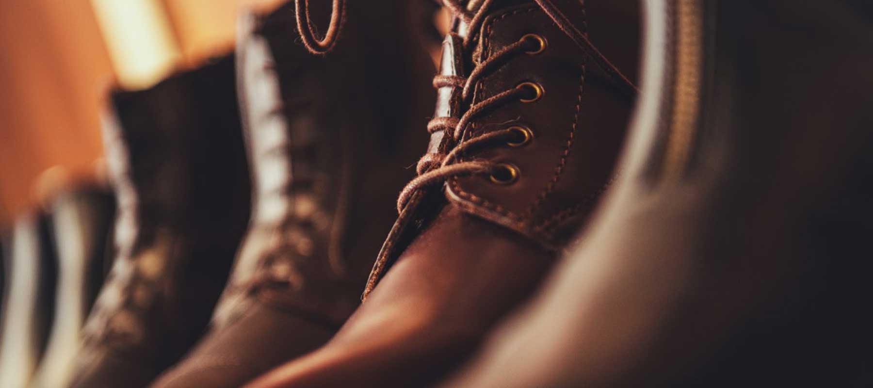 A closeup of a leather boot